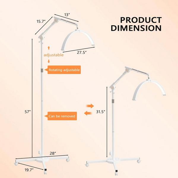 OmySalon Height Adjustable Shadowless Half Moon LED Floor Lamp #5