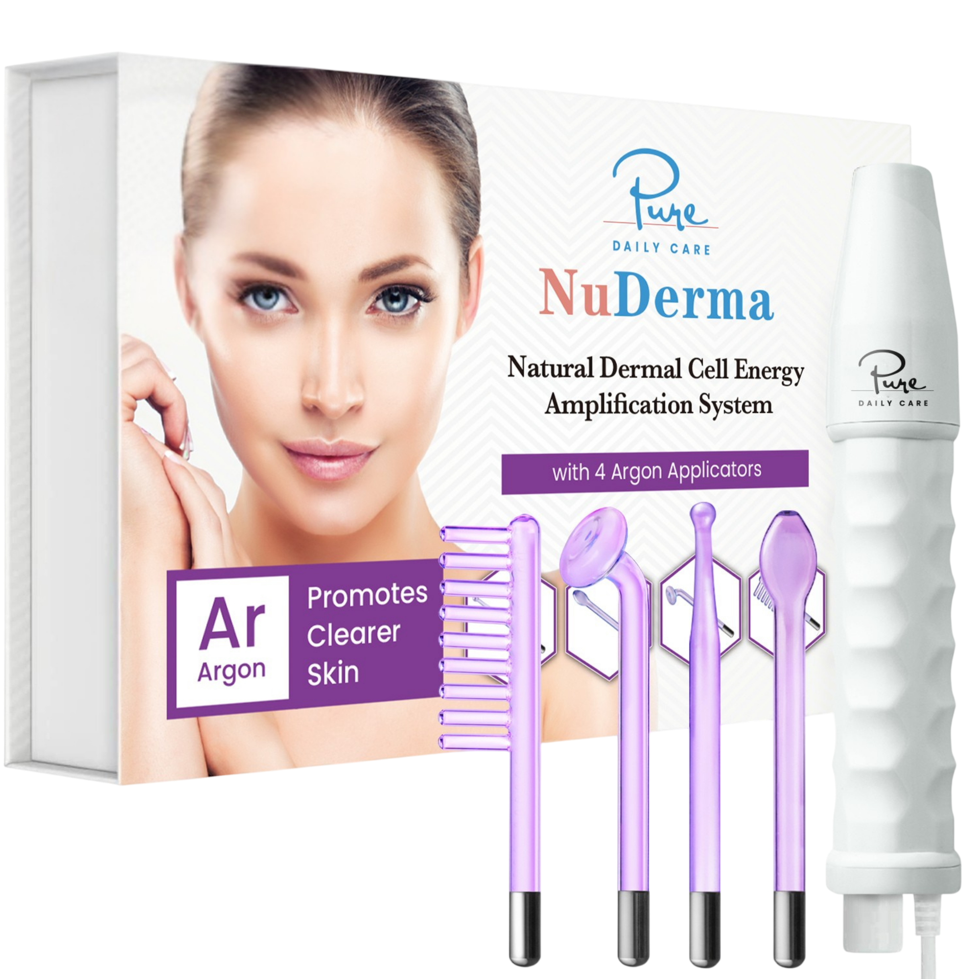 Pure Daily Care NuDerma Standard High Frequency Wand w/Argon Applicators #1