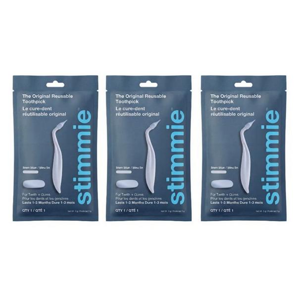 Stimmie The Original Reusable Toothpick Linen Blue Trio #3