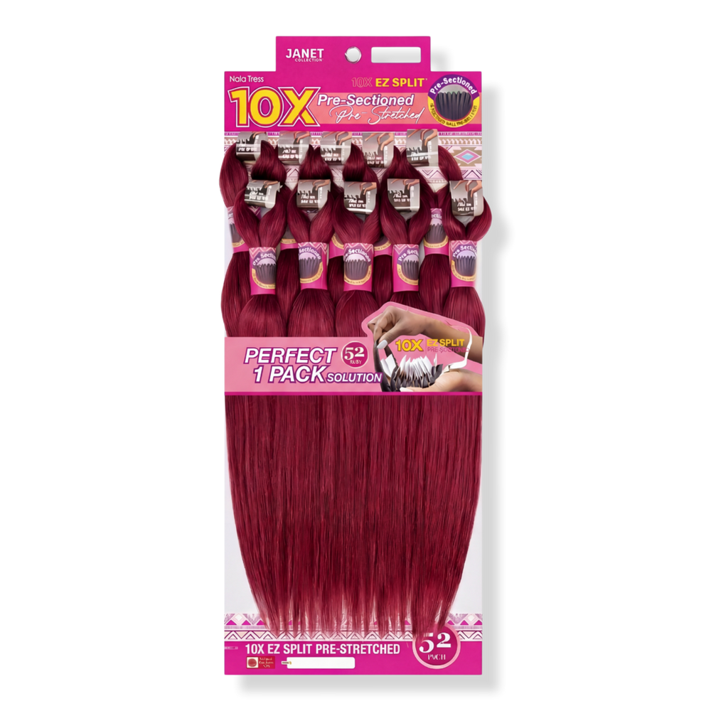Janet Collection 10X EZ Split Pre-Stretched 52" Braiding Hair - Burg