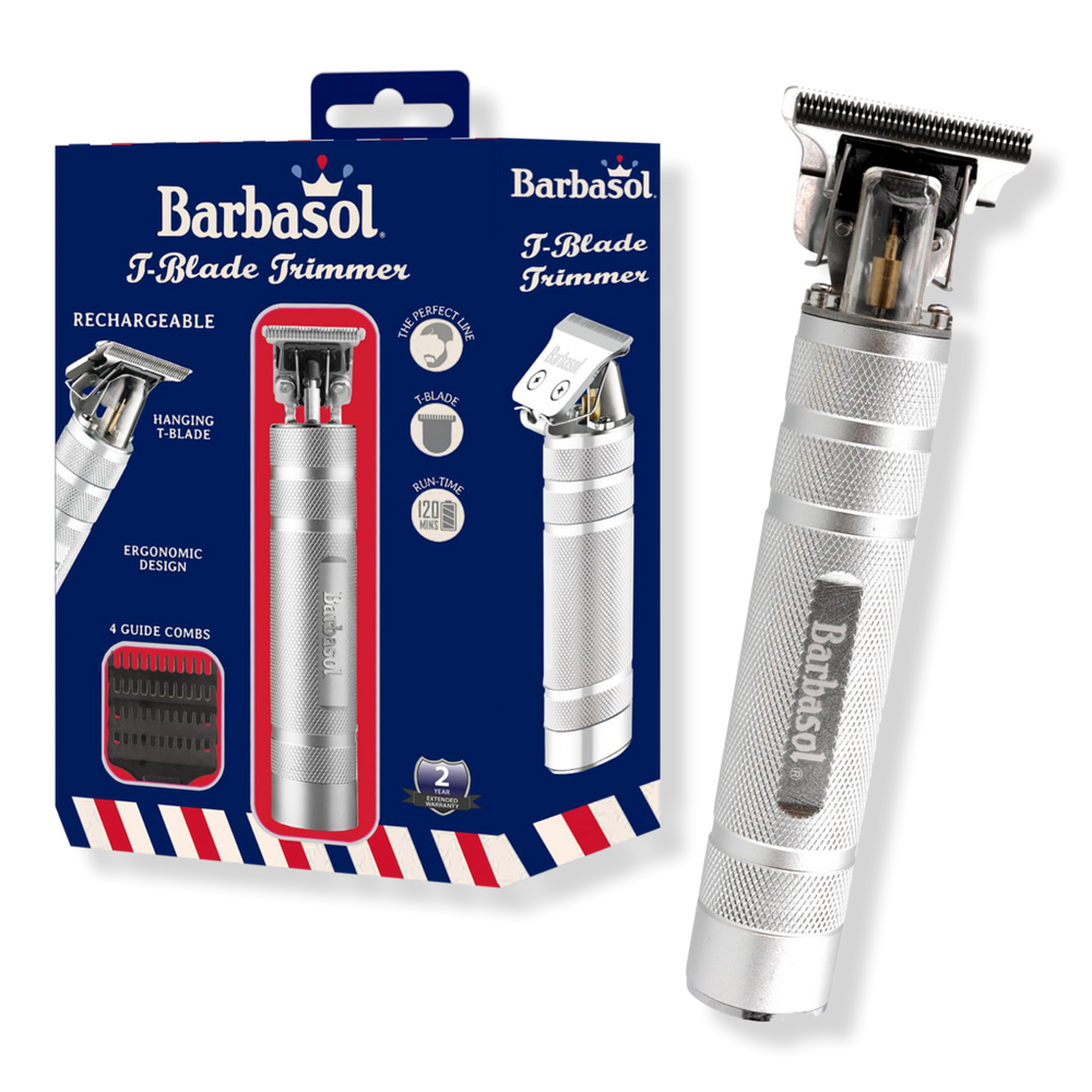 Barbasol Shaving Stainless Rechargeable Zero-Gap T-Blade Trimmer with 3 Combs