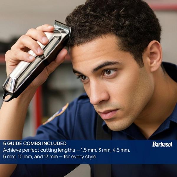Barbasol Shaving LCD Display Rechargeable Hair Clippers & 6 Clipper Guard Combs #2