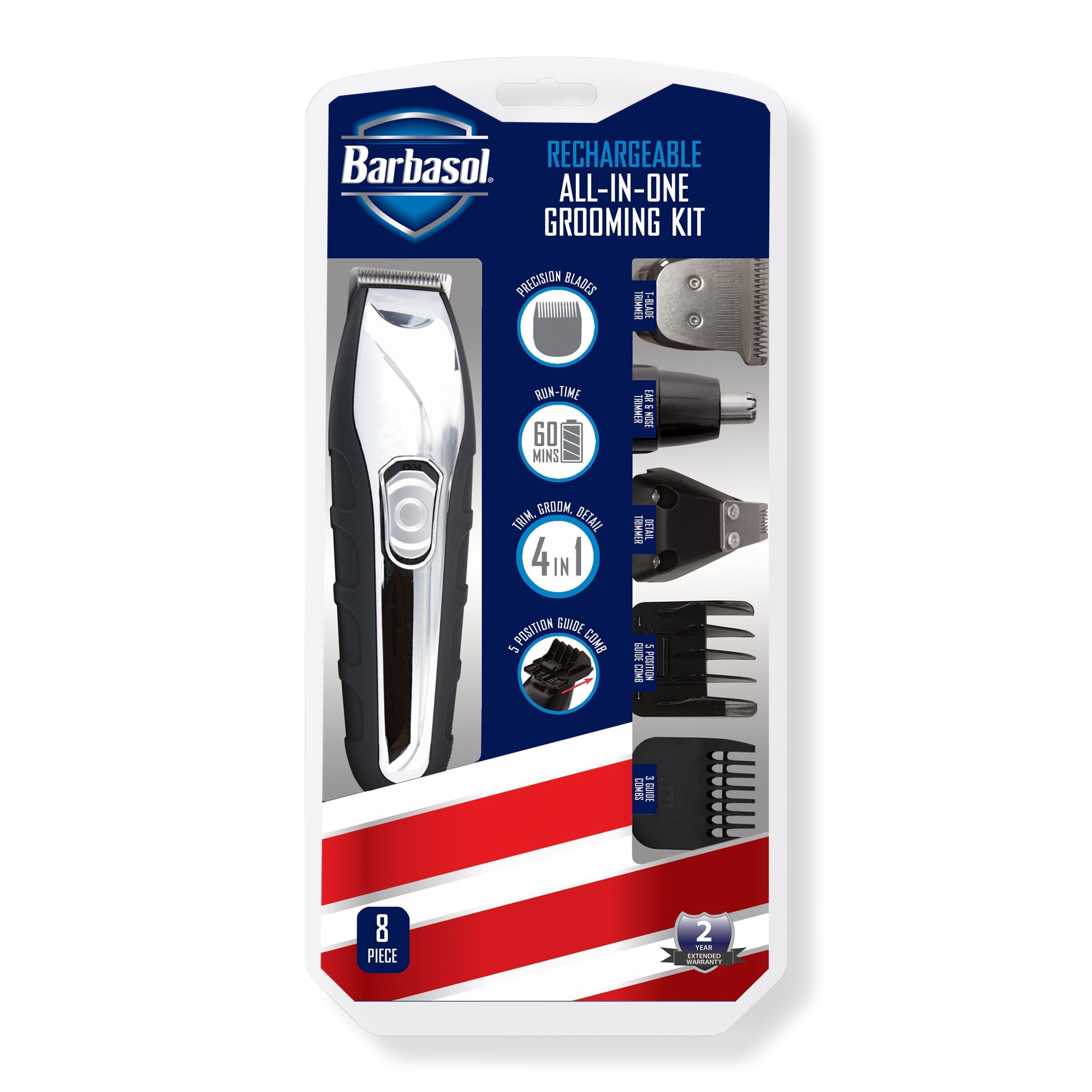 Barbasol Shaving Men's 8 Piece All-in-1 Rechargeable Grooming Kit for Beard and Hair Trimming #1
