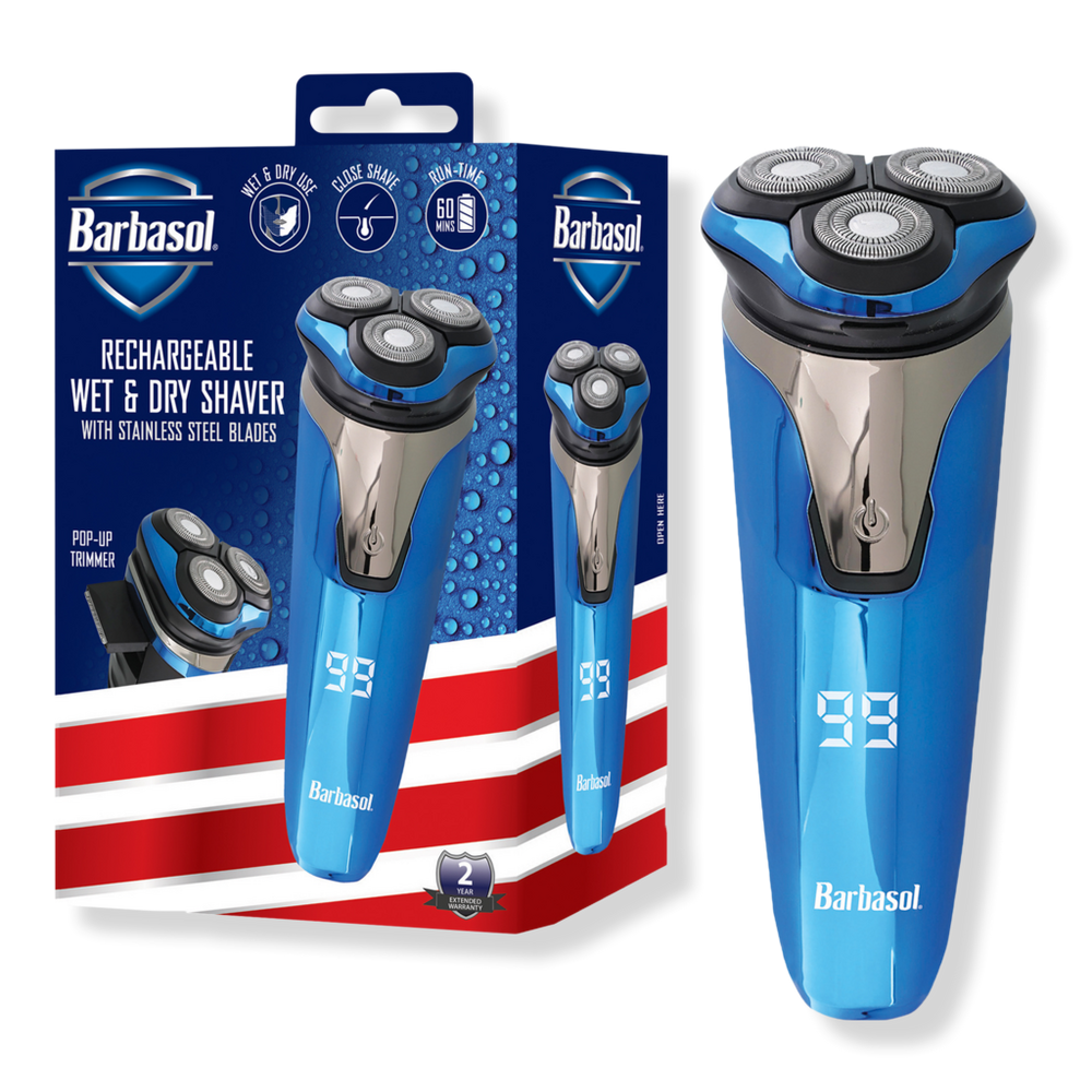 Barbasol Shaving Rechargeable Wet & Dry Rotary Electric Shaver for Men with LCD Display