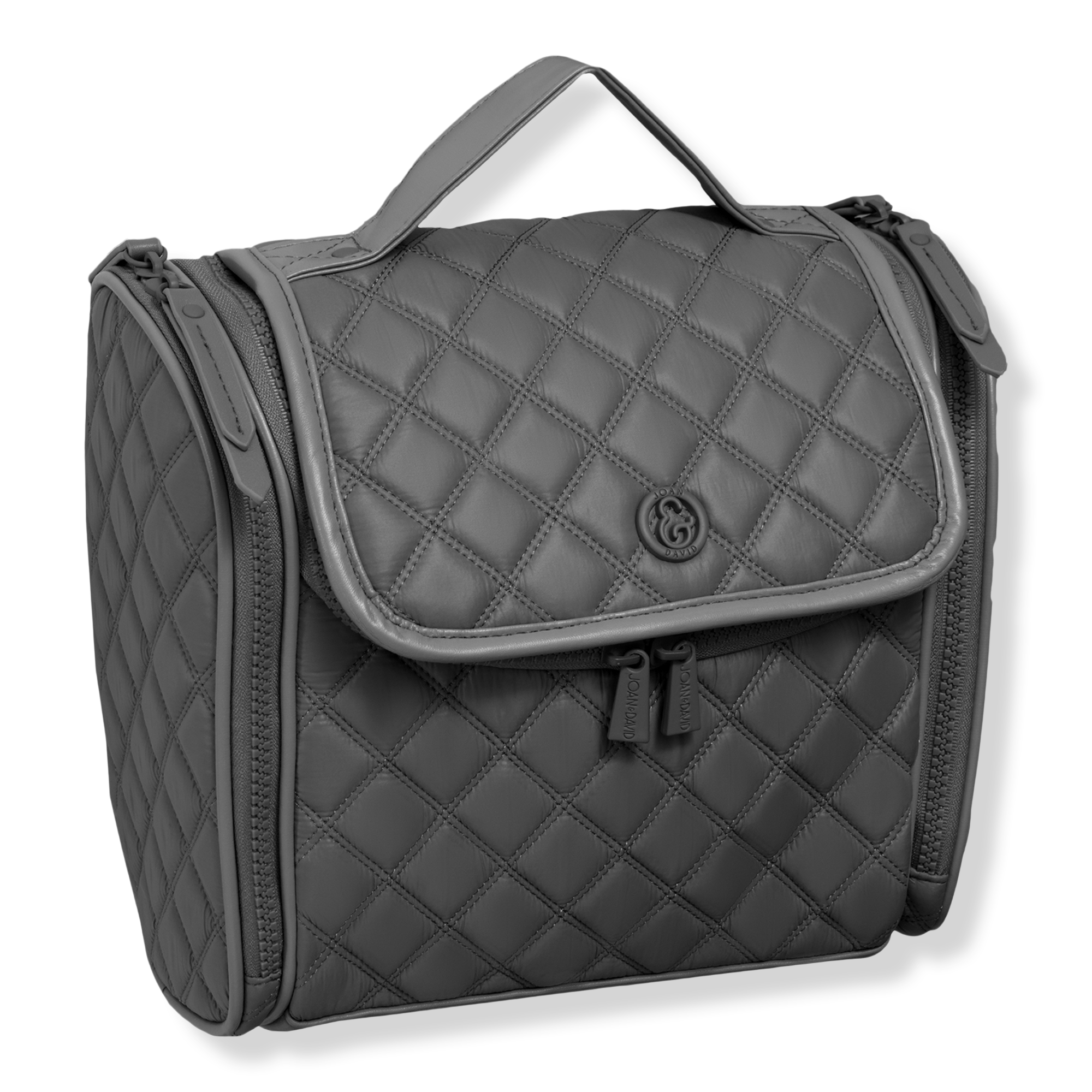 Joan & David Diamond Quilted Puffer Nylon Toiletry Organizer With Gusset Zip Compartment #1