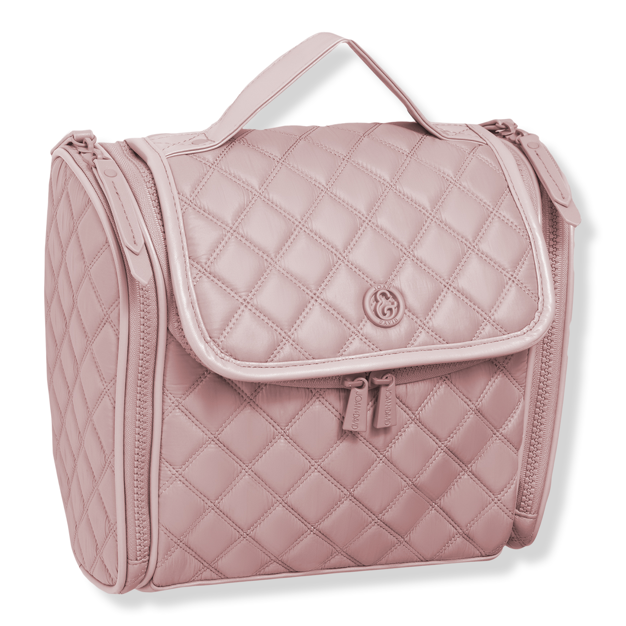 Joan & David Diamond Quilted Puffer Nylon Toiletry Organizer With Gusset Zip Compartment #1
