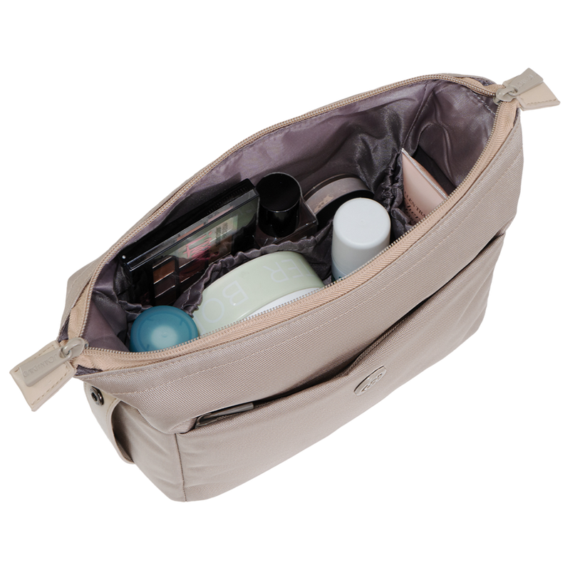 Joan & David - Tan 1680 Denier Nylon Cosmetic Case With Front Zip