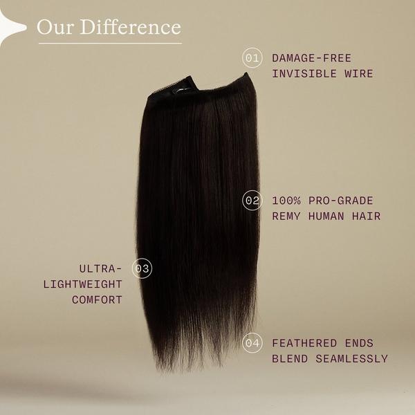 Sitting Pretty Soft Black Halo Human Hair Extension #4