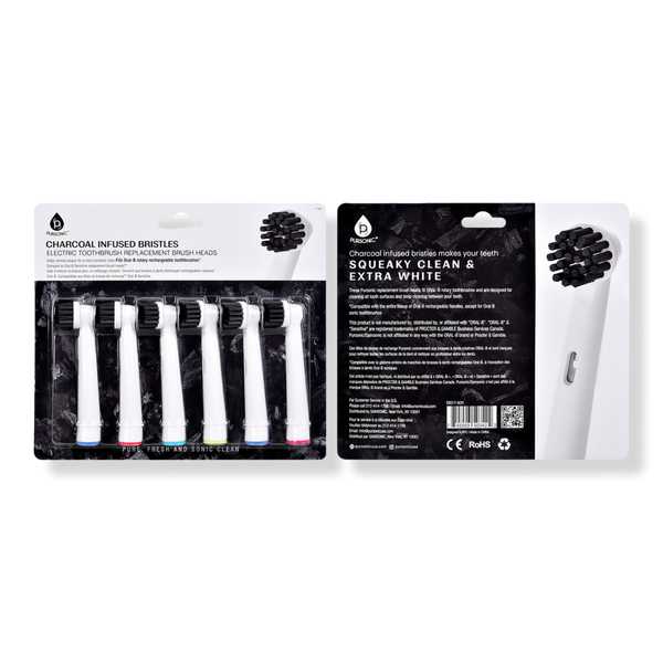 PURSONIC Charcoal Infused Bristles Electric Toothbrush Replacement Brush Heads #1