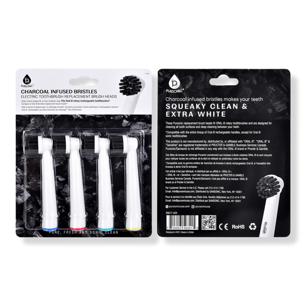 PURSONIC Charcoal Infused Bristles Electric Toothbrush Replacement Brush Heads #1