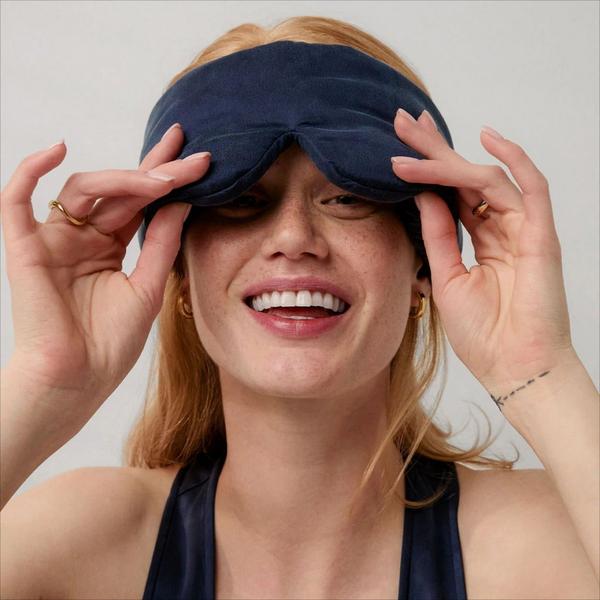 Lunya Washable Silk Weighted Sleep Mask - Deep Blue #4