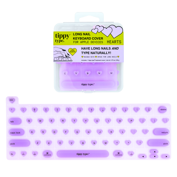 Tippy Type Long Nail Keyboard Cover for Apple - Hearts #1