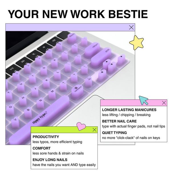 Tippy Type Long Nail Keyboard Cover for Apple - Hearts #4