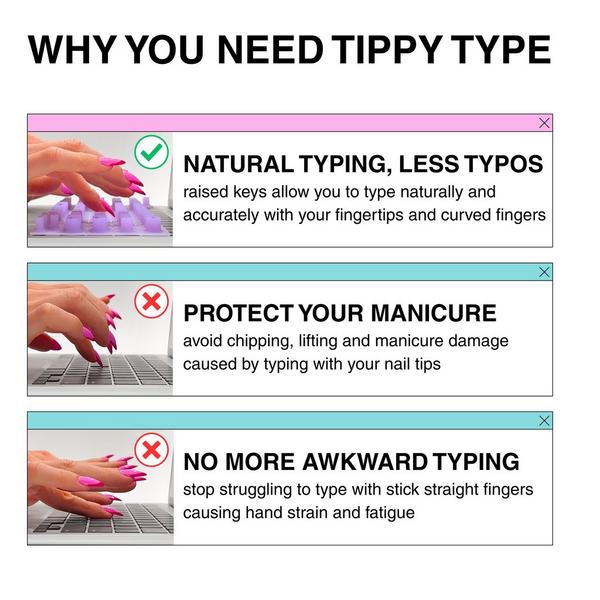 Tippy Type Long Nail Keyboard Cover for Apple - Hearts #5