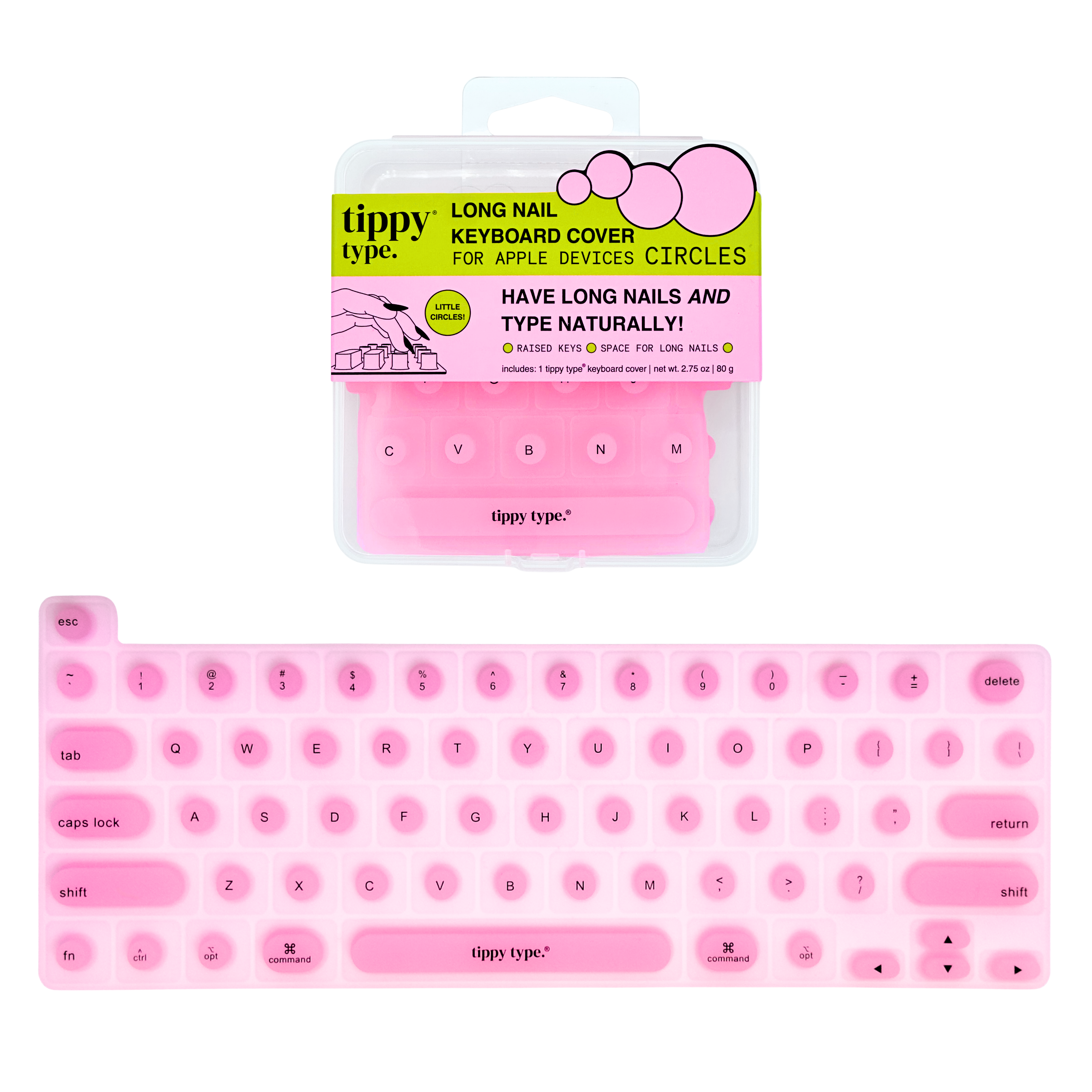 Tippy Type Long Nail Keyboard Cover for Apple - Circles #1