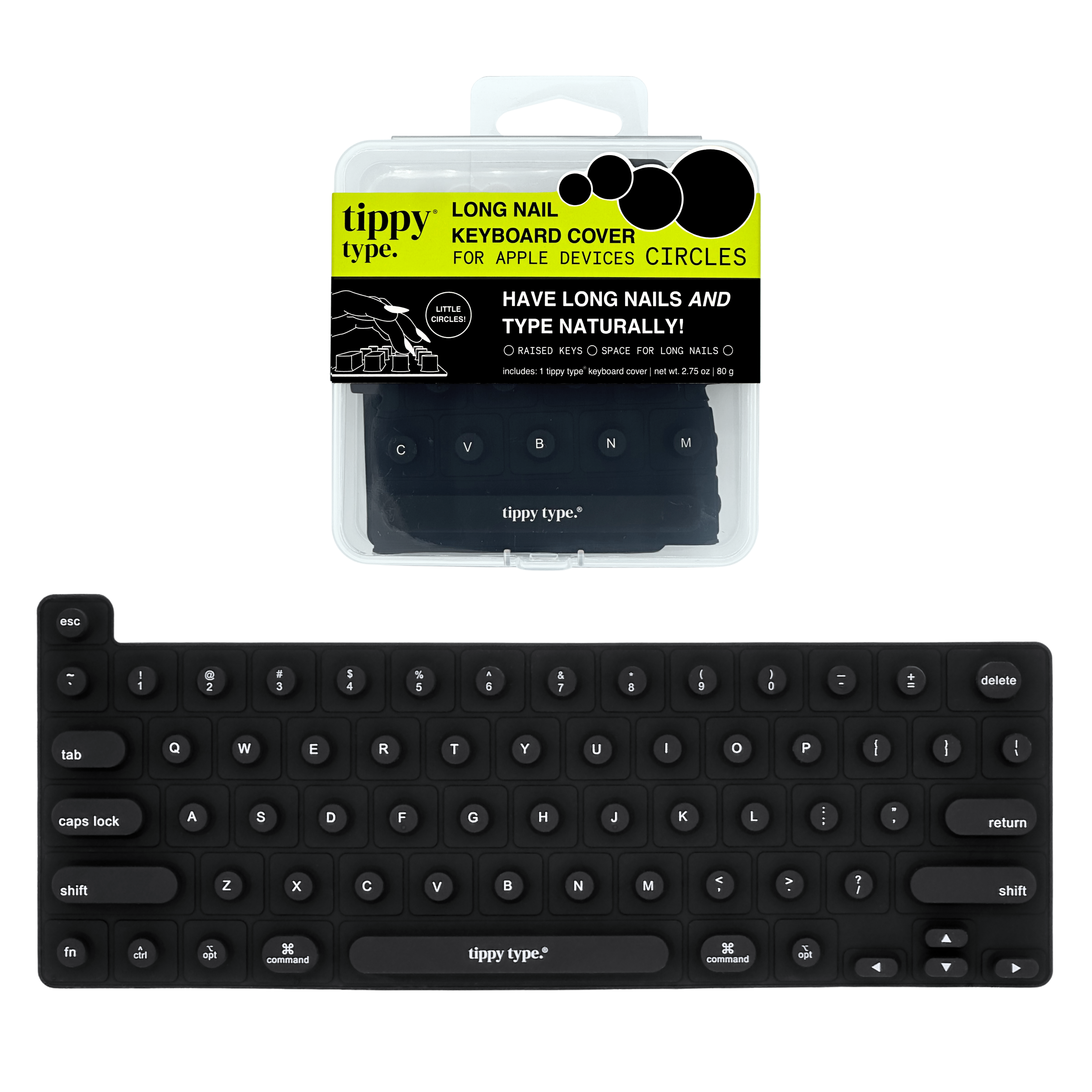 Tippy Type Long Nail Keyboard Cover for Apple - Circles #1