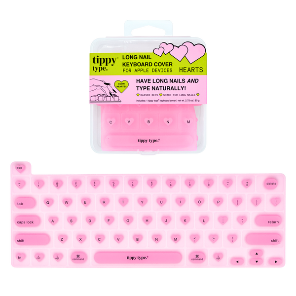 Tippy Type Long Nail Keyboard Cover for Apple - Hearts #1