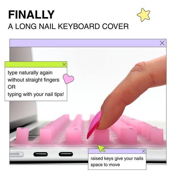 Tippy Type Long Nail Keyboard Cover for Apple - Hearts #2