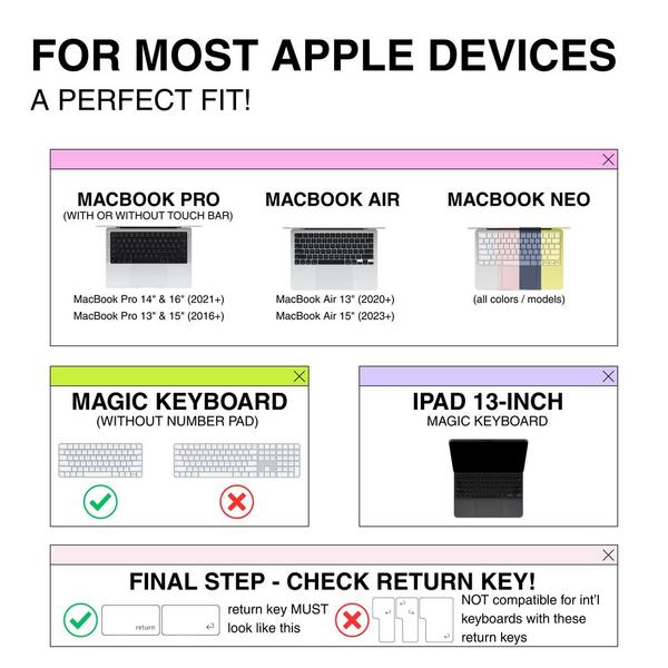 Tippy Type Long Nail Keyboard Cover for Apple - Hearts #3
