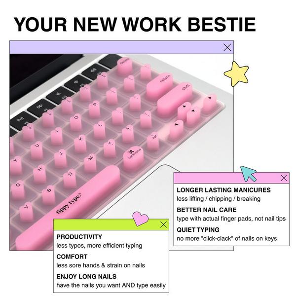 Tippy Type Long Nail Keyboard Cover for Apple - Hearts #4
