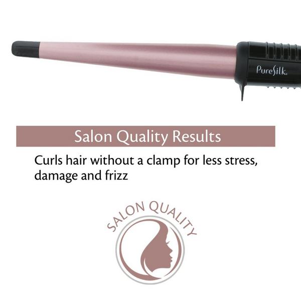 Pure Silk Tapered 0.75-1.25 Inch Tourmaline Ceramic Coated Plates Barrel Curling Iron Wand #2