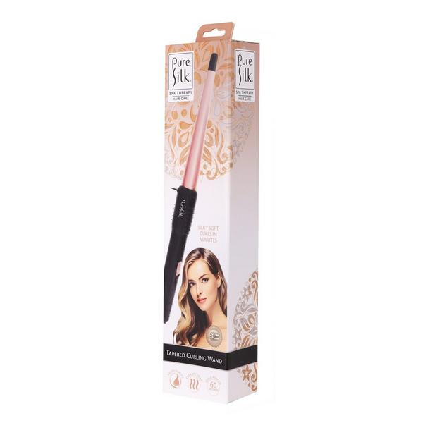 Pure Silk Tapered 0.75-1.25 Inch Tourmaline Ceramic Coated Plates Barrel Curling Iron Wand #4