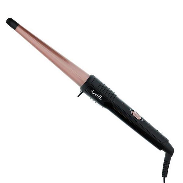 Pure Silk Tapered 0.75-1.25 Inch Tourmaline Ceramic Coated Plates Barrel Curling Iron Wand #5