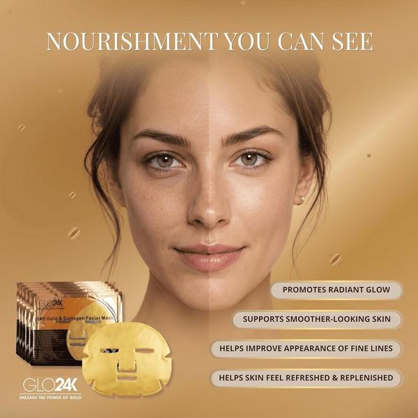 Glo24k 24K Gold & Collagen Facial Mask Set #3