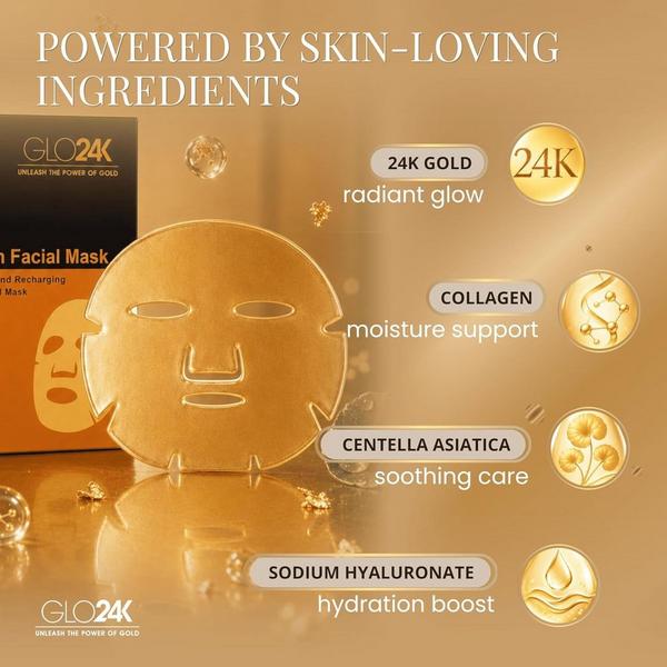 Glo24k 24K Gold & Collagen Facial Mask Set #4