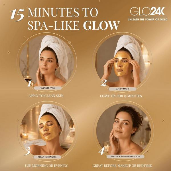 Glo24k 24K Gold & Collagen Facial Mask Set #6