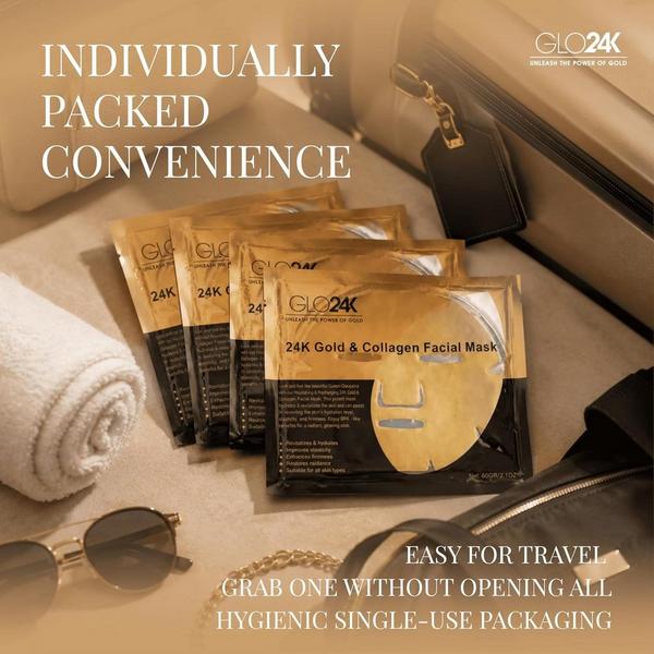 Glo24k 24K Gold & Collagen Facial Mask Set #8