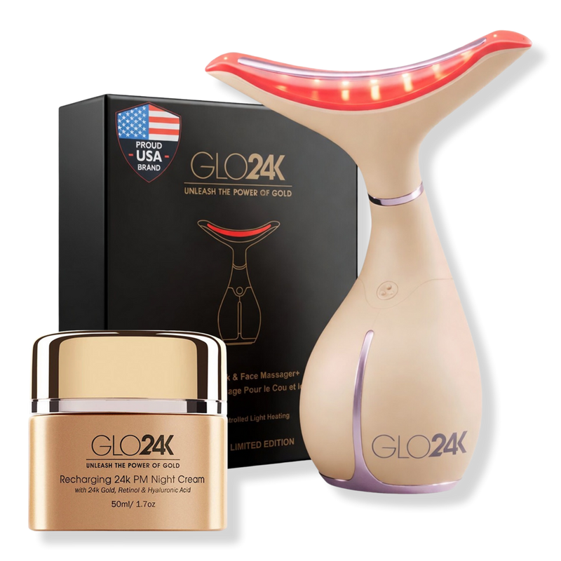 Glo24k - 7 Color LED Neck & Face Device with 24K PM Night Cream