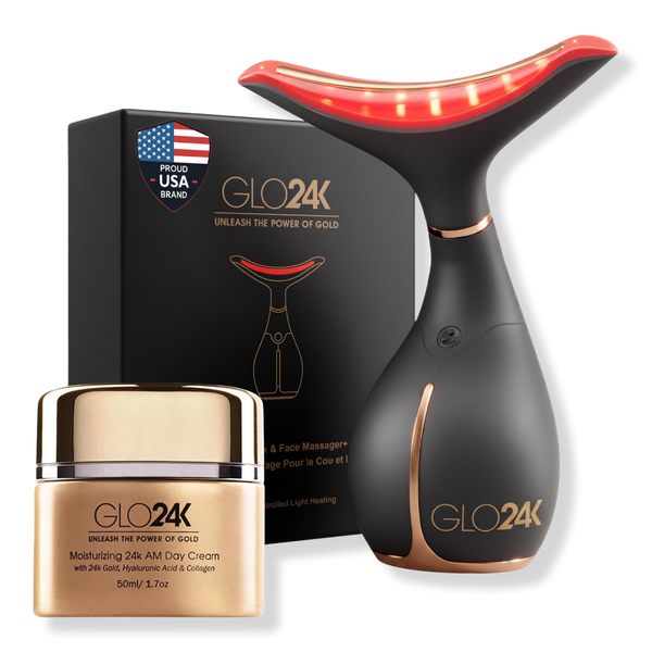 Glo24k Skin Rejuvenation Device for Face & Neck with 24K AM Day Cream #1