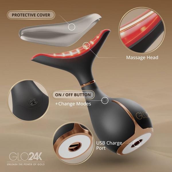 Glo24k Skin Rejuvenation Device for Face & Neck with 24K AM Day Cream #3
