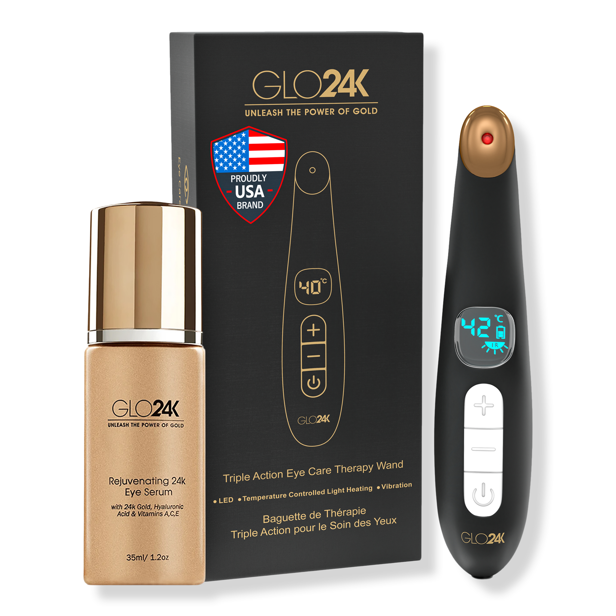 Glo24k Triple Action Eye Therapy Wand with 24K Eye Serum #1