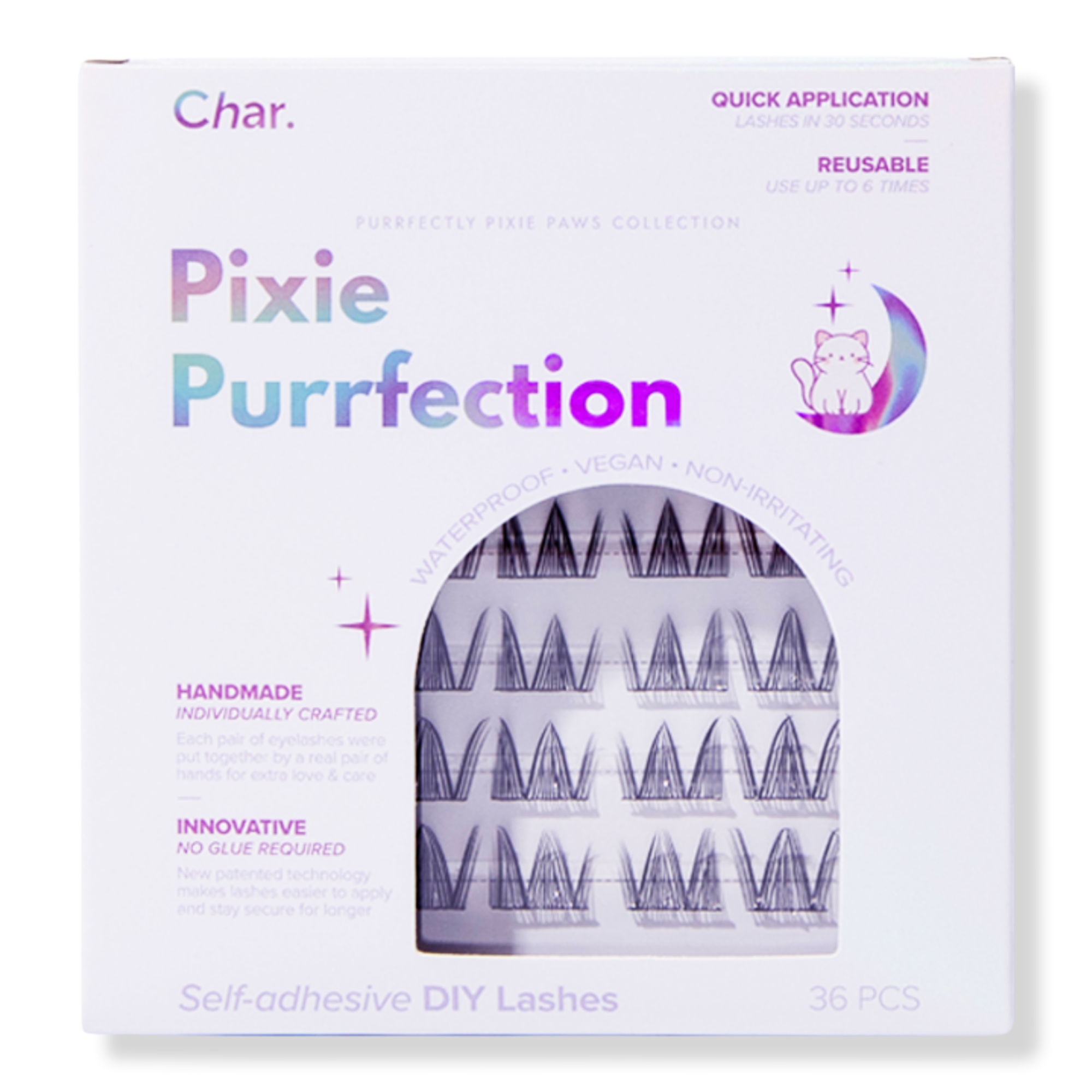 Char Cosmetics Pre-Glued Reusable Lashes Purrfectly Pixie Paws Collection #1
