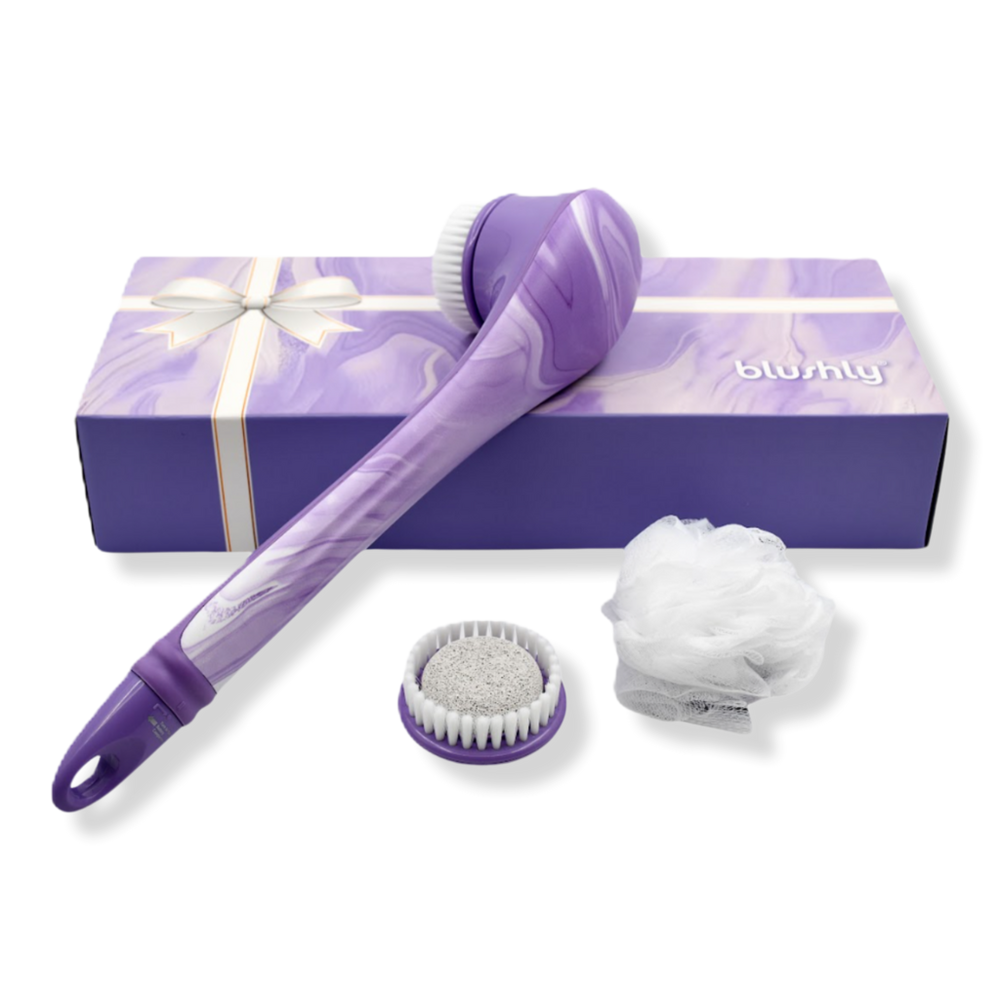 Blushly Cleansing & Exfoliating Body Brush with Heads-Marble Edition - Purple Marble