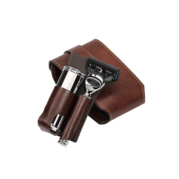 MÜHLE Travel Florentine Leather Silvertip Fiber & Fusion Shaving Set #2
