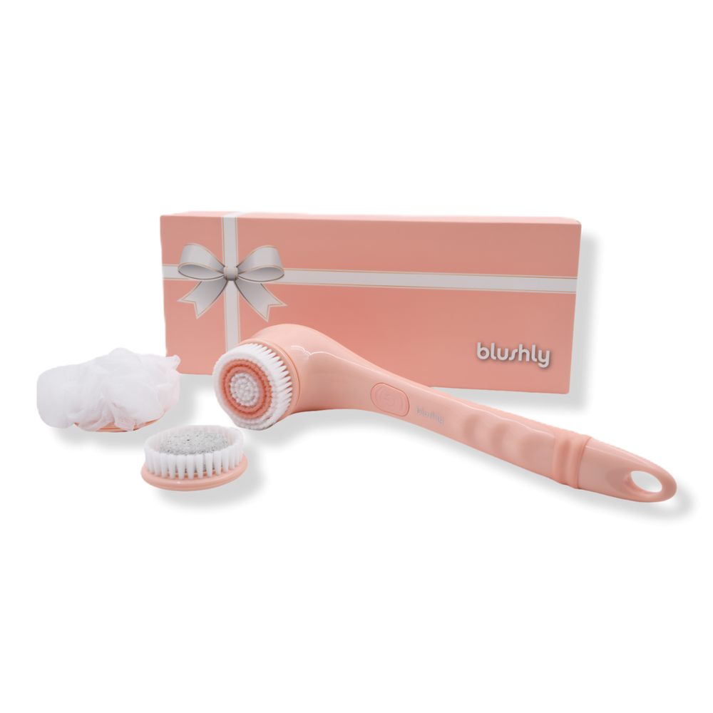 Blushly Cleansing & Exfoliating Body Brush with Heads-Solid Edition - Peach