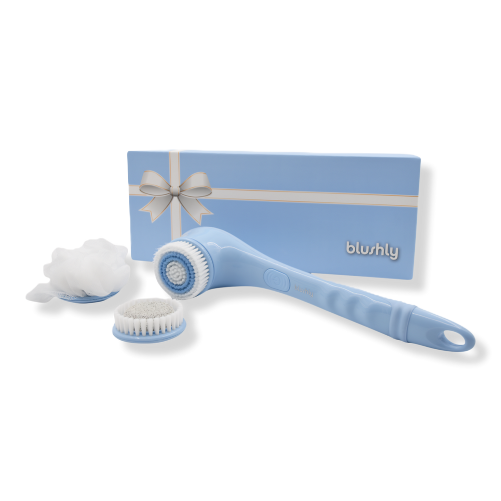 Blushly Cleansing & Exfoliating Body Brush with Heads-Solid Edition - Blue