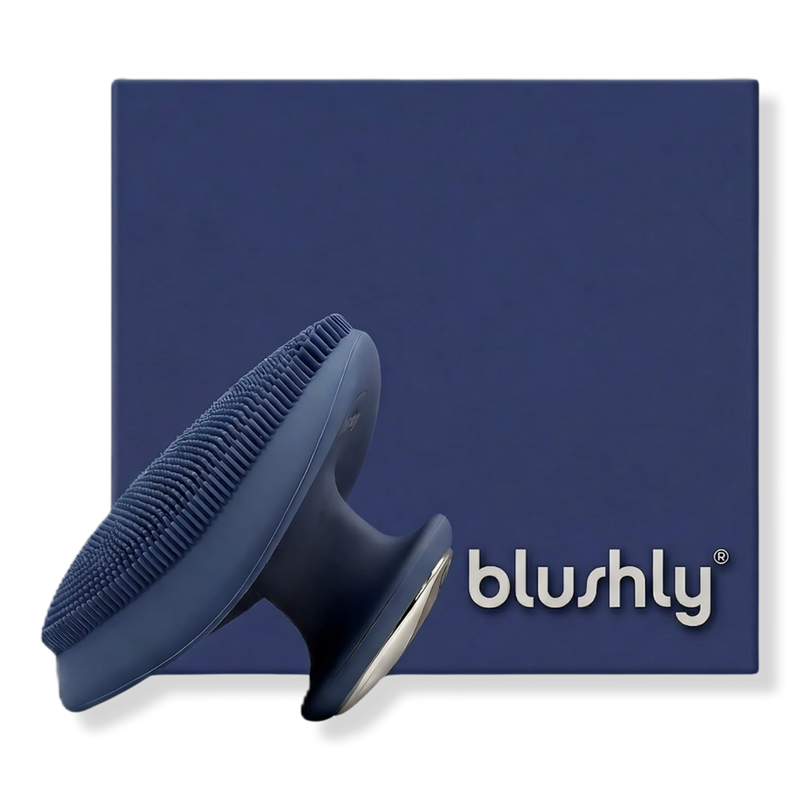 Blushly - Dark Blue Palm Silicone Sonic Face & Body Brush with