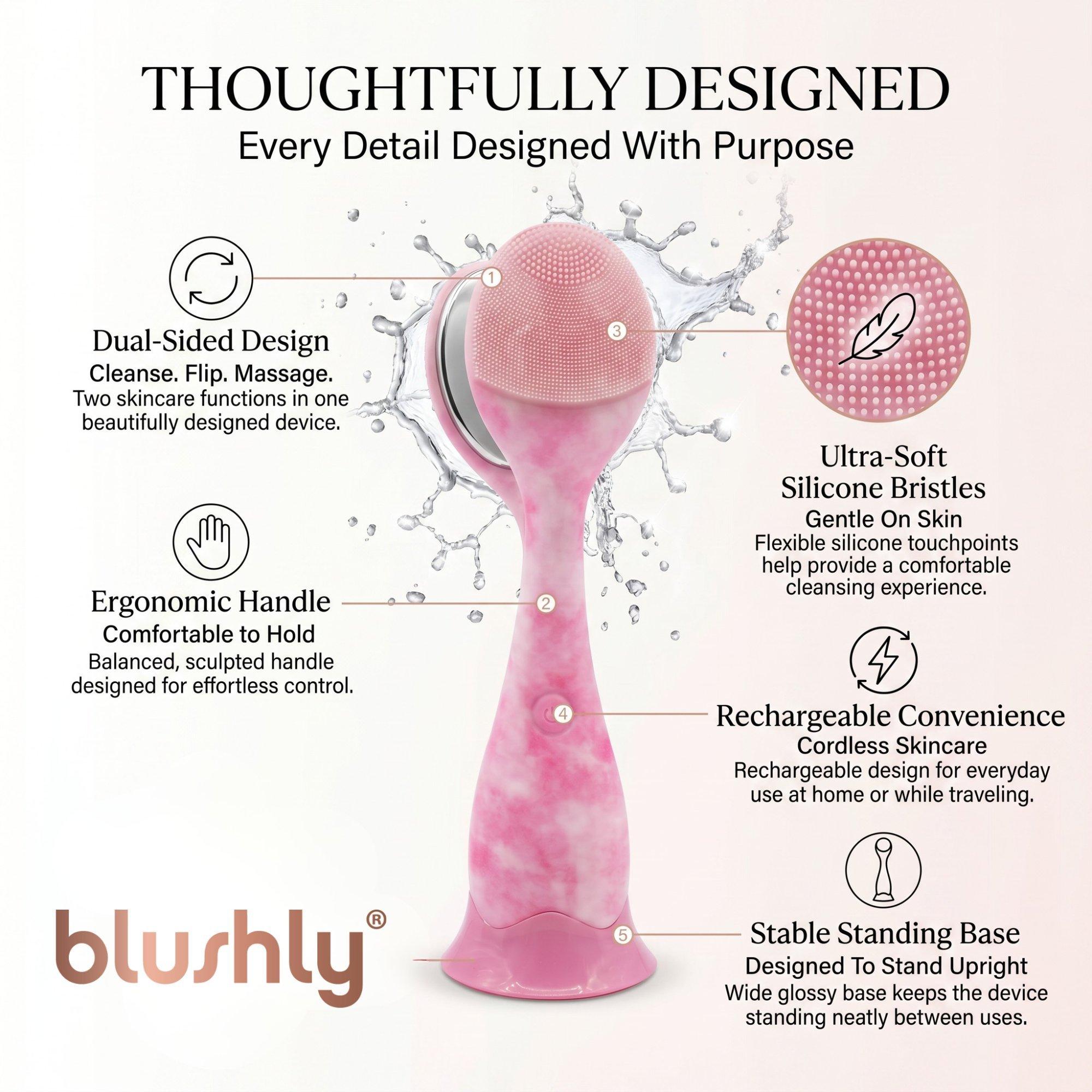 Силиконовая щётка для очищения лица с подогревом Blushly, цвет: Фиолетовый — фото 3