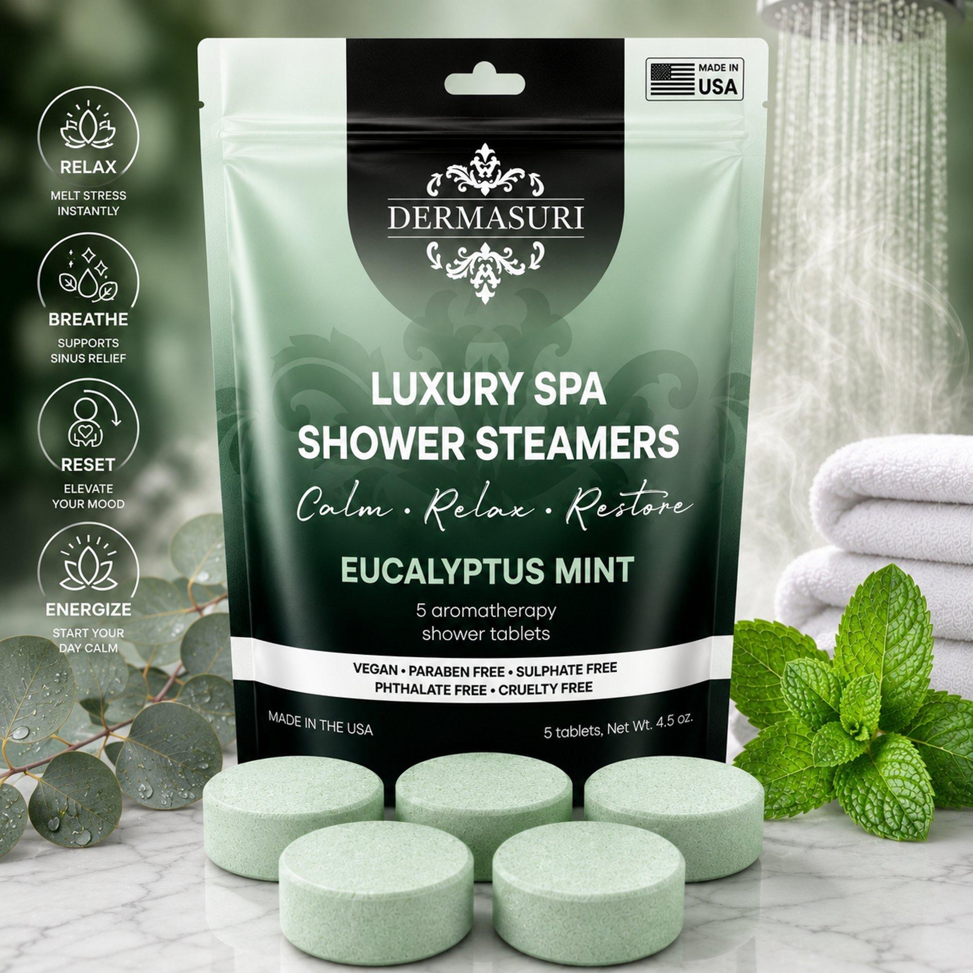 Ароматические таблетки для душа с эвкалиптом и мятой Dermasuri Shower Steamers — фото 2