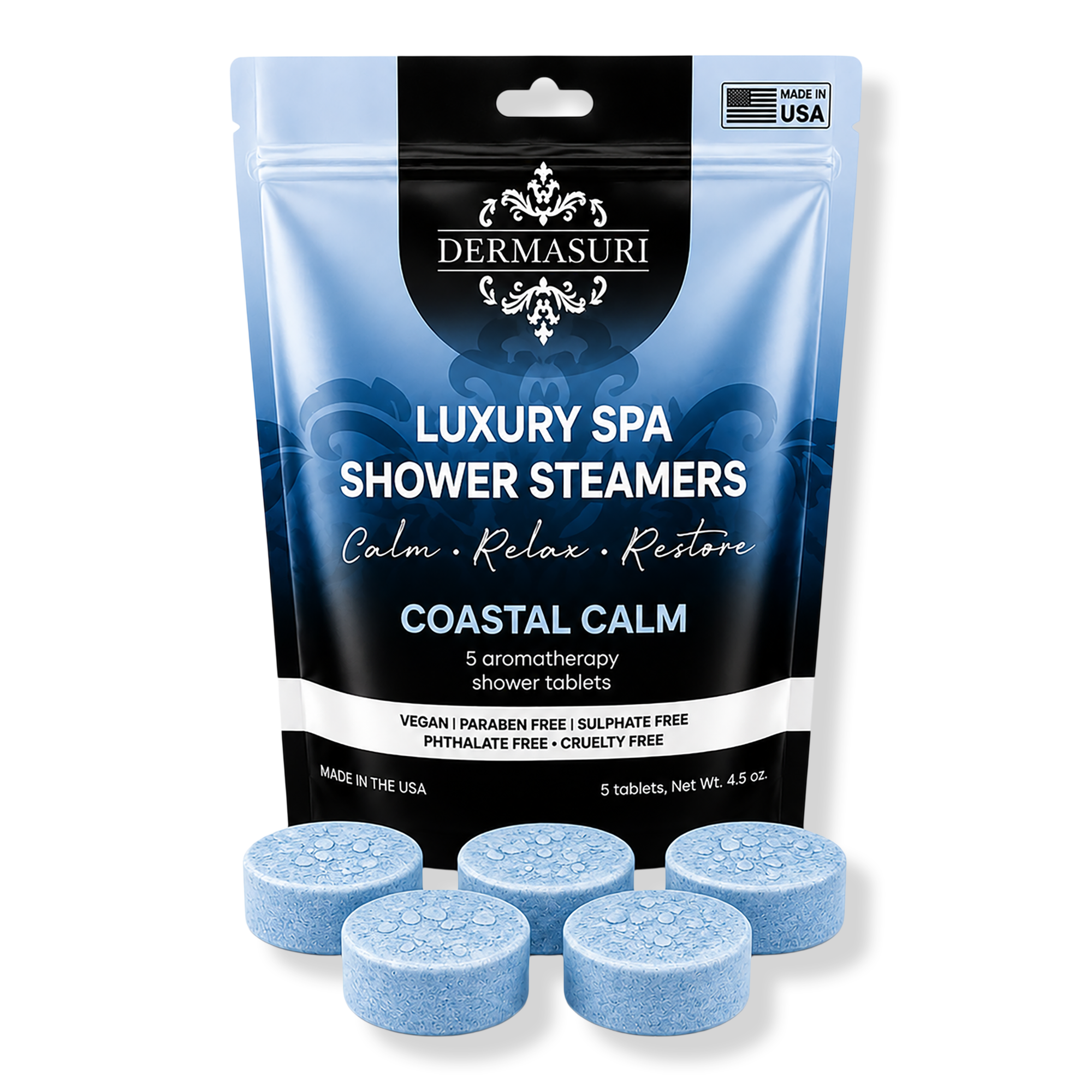 Dermasuri Coastal Calm Shower Steamers Aromatherapy Tablets #1