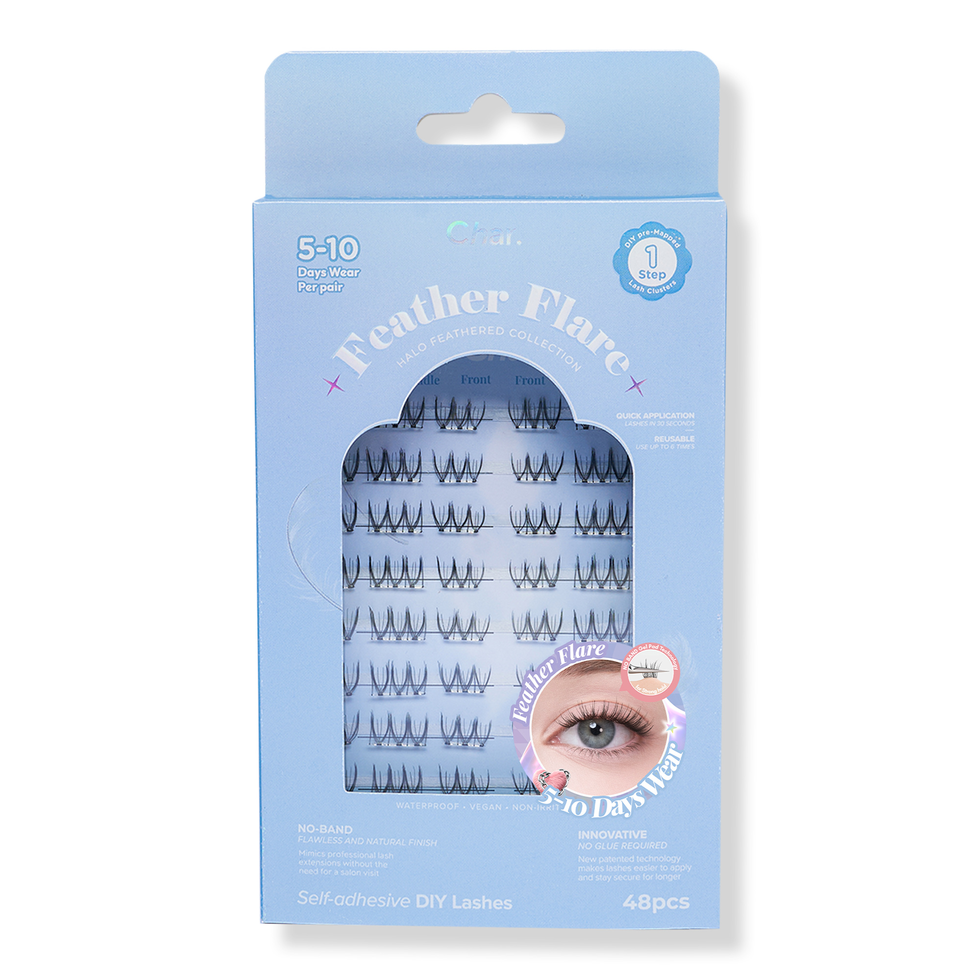 Char Cosmetics Pre-Glued Lashes Halo Feathered Collection #1