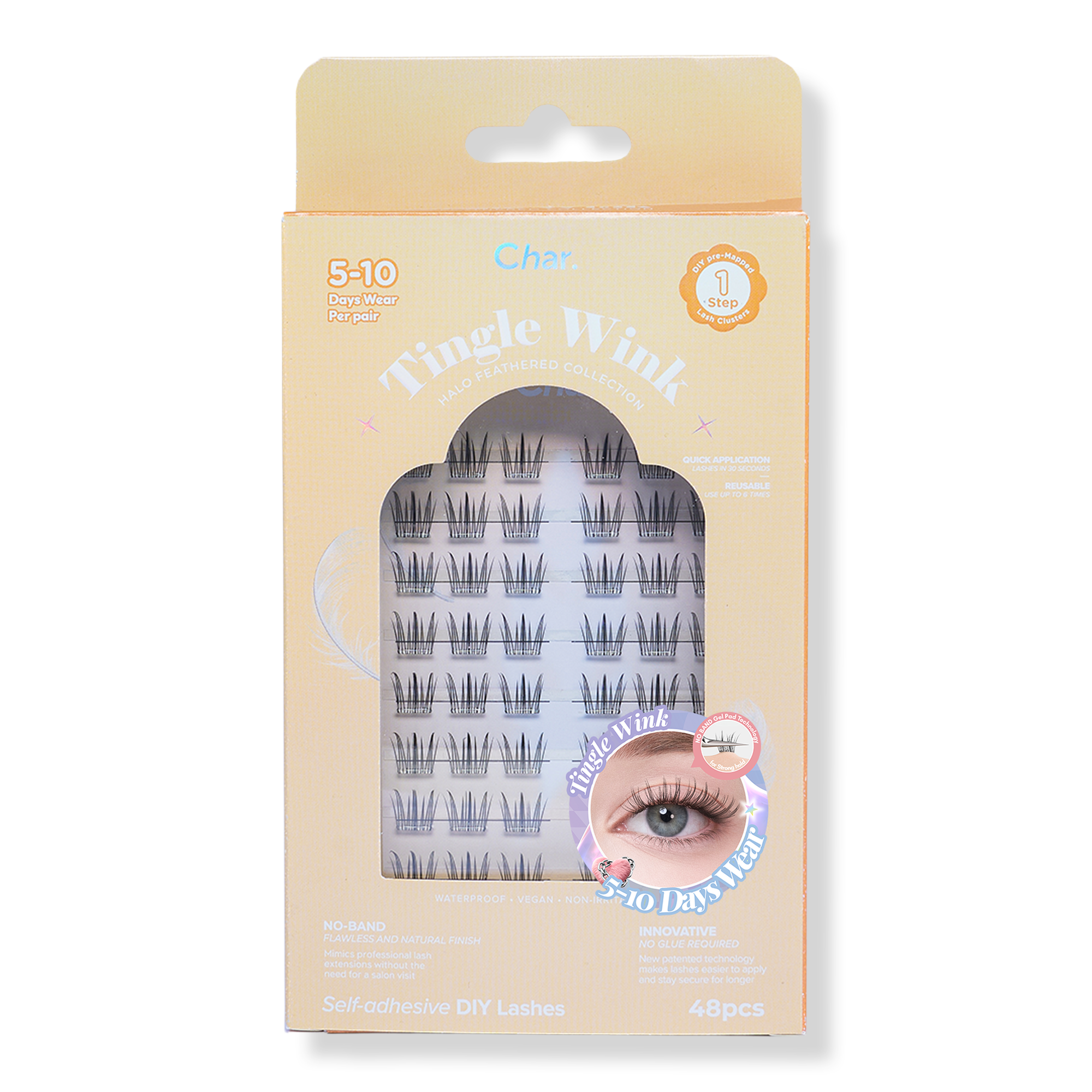 Char Cosmetics Pre-Glued Lashes Halo Feathered Collection #1