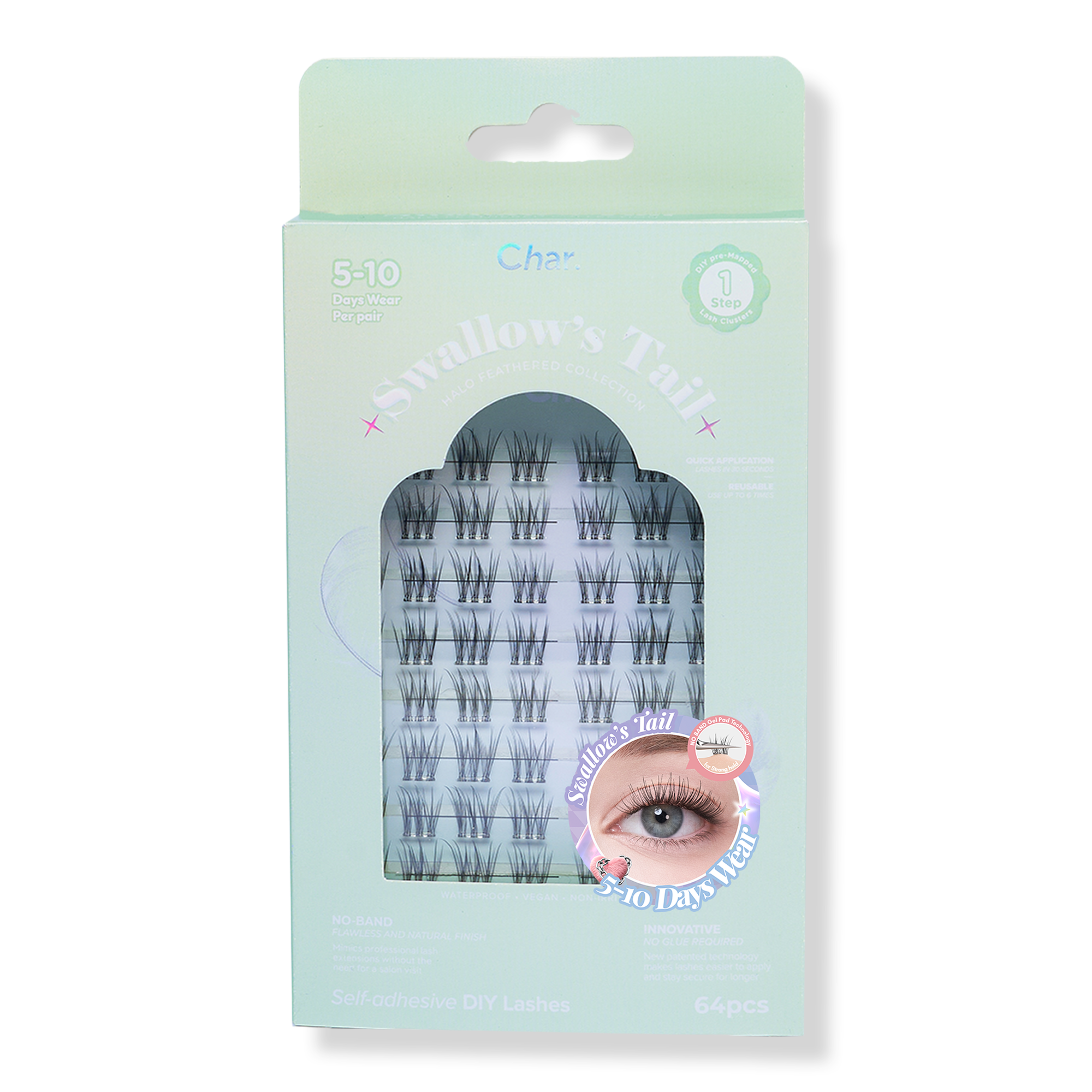 Char Cosmetics Pre-Glued Lashes Halo Feathered Collection #1