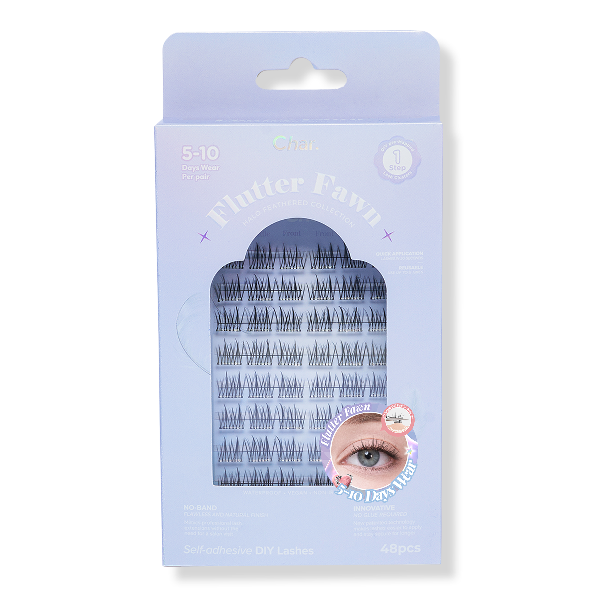 Char Cosmetics Pre-Glued Lashes Halo Feathered Collection #1