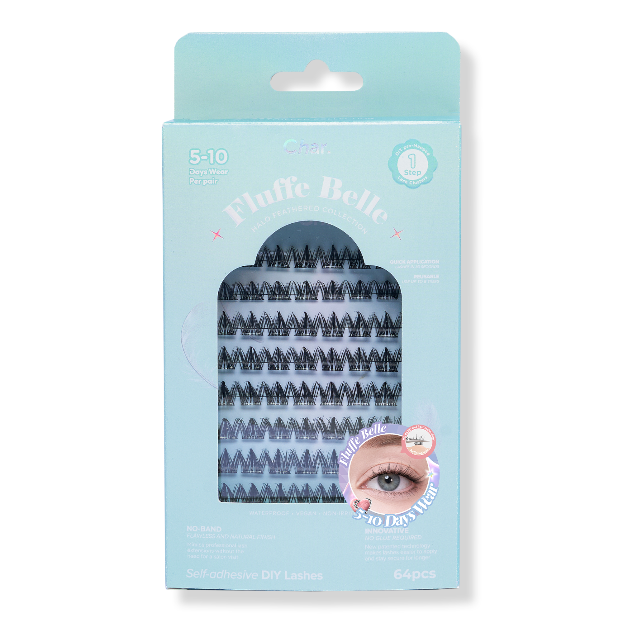 Char Cosmetics Pre-Glued Lashes Halo Feathered Collection INTERNATIONAL SHIPPING