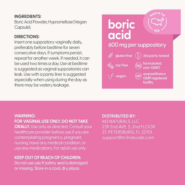 M3 Naturals Boric Acid Vaginal Suppositories for Women #8